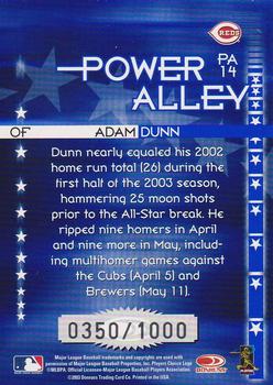 2004 Donruss - Power Alley Blue #PA14 Adam Dunn Back