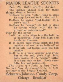 1935 Schutter-Johnson R332 #26 Babe Ruth Back