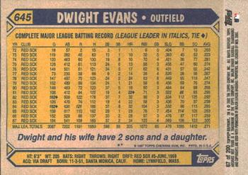 2002 Topps Archives #67 Dwight Evans Back