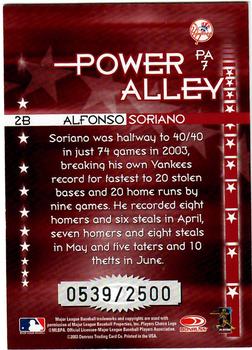 2004 Donruss - Power Alley Red #PA7 Alfonso Soriano Back