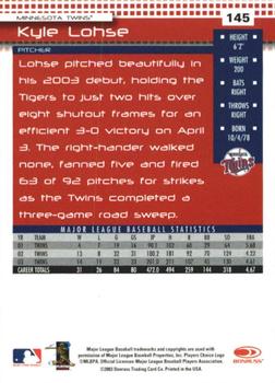 2004 Donruss - Press Proofs Red #145 Kyle Lohse Back