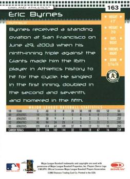 2004 Donruss - Press Proofs Red #163 Eric Byrnes Back