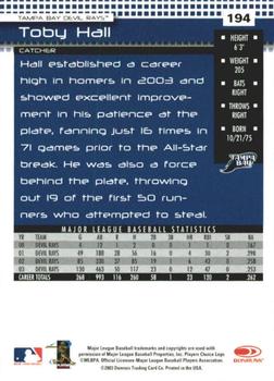 2004 Donruss - Press Proofs Red #194 Toby Hall Back
