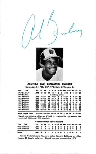 1977 Baltimore Orioles Photo Album #NNO Al Bumbry Back