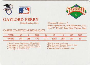 1990 MVP Baseball All-Star Card Game #9 Gaylord Perry Back