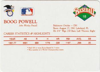 1990 MVP Baseball All-Star Card Game #18 Boog Powell Back