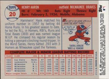 2002 Topps Archives Reserve #61 Hank Aaron Back