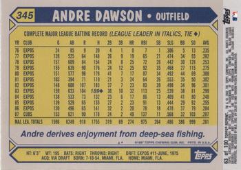 2002 Topps Archives Reserve #63 Andre Dawson Back