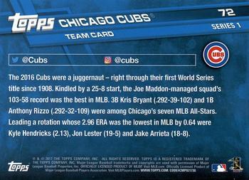 2017 Topps - Sparkle Foil #72 Chicago Cubs Back