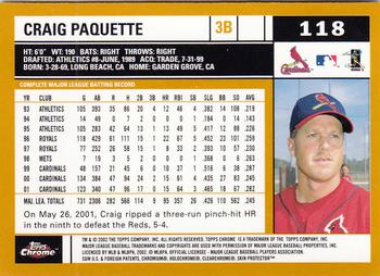 2002 Topps Chrome #118 Craig Paquette Back