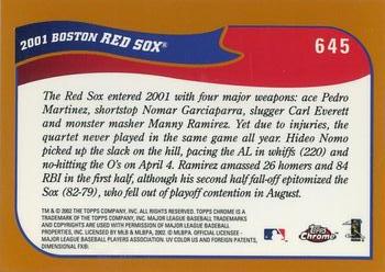 2002 Topps Chrome #645 Boston Red Sox Back