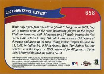 2002 Topps Chrome #658 Montreal Expos Back
