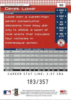 2004 Donruss - Stat Line Career #90 Derek Lowe Back