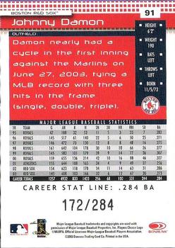 2004 Donruss - Stat Line Career #91 Johnny Damon Back