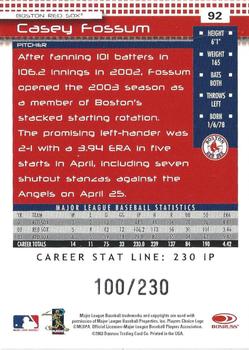 2004 Donruss - Stat Line Career #92 Casey Fossum Back