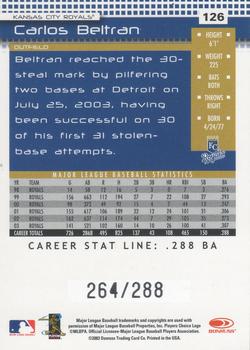 2004 Donruss - Stat Line Career #126 Carlos Beltran Back