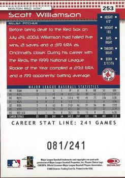 2004 Donruss - Stat Line Career #253 Scott Williamson Back