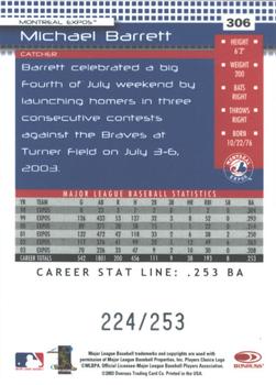 2004 Donruss - Stat Line Career #306 Michael Barrett Back