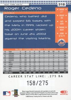 2004 Donruss - Stat Line Career #318 Roger Cedeno Back