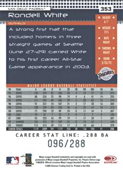 2004 Donruss - Stat Line Career #353 Rondell White Back