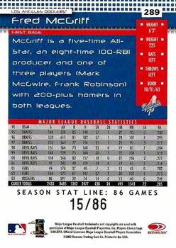 2004 Donruss - Stat Line Season #289 Fred McGriff Back