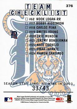 2004 Donruss - Stat Line Season #376 Dmitri Young Back