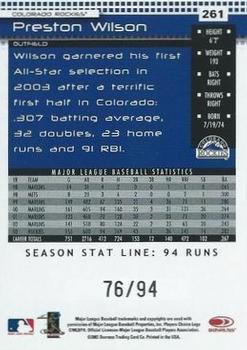 2004 Donruss - Stat Line Season #261 Preston Wilson Back