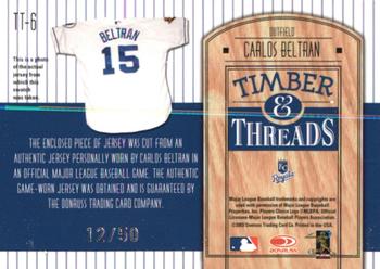 2004 Donruss - Timber & Threads #TT-6 Carlos Beltran Back