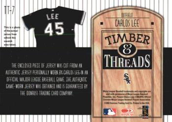 2004 Donruss - Timber & Threads #TT-7 Carlos Lee Back