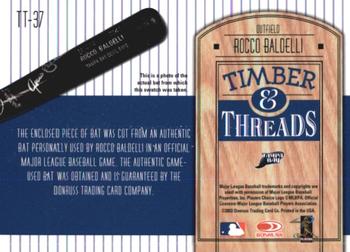 2004 Donruss - Timber & Threads #TT-37 Rocco Baldelli Back