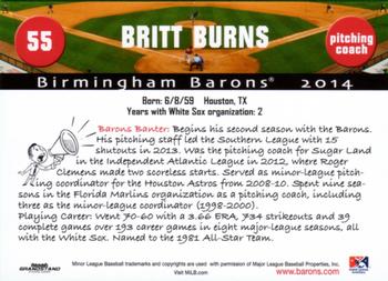 2014 Grandstand Birmingham Barons #NNO Britt Burns Back