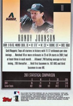 2002 Topps Gold Label #10 Randy Johnson Back