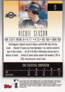 2002 Topps Gold Label #19 Richie Sexson Back