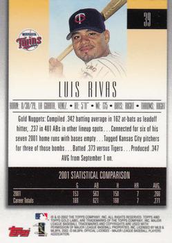 2002 Topps Gold Label #39 Luis Rivas Back