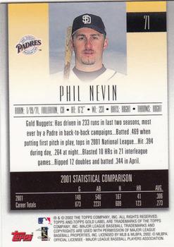 2002 Topps Gold Label #71 Phil Nevin Back