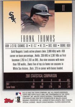 2002 Topps Gold Label #81 Frank Thomas Back