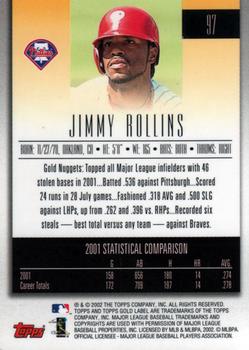 2002 Topps Gold Label #97 Jimmy Rollins Back