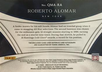 2017 Panini Immaculate Collection - Immaculate Quad Material Autographs #QMA-RA Roberto Alomar Back