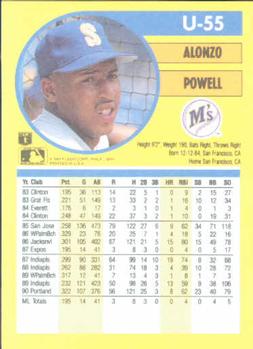 1991 Fleer Update #U-55 Alonzo Powell Back