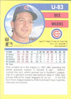 1991 Fleer Update #U-83 Rick Wilkins Back