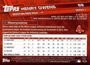 2017 Topps - All-Star Game 2017 #69 Henry Owens Back