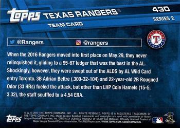 2017 Topps - All-Star Game 2017 #430 Texas Rangers Back