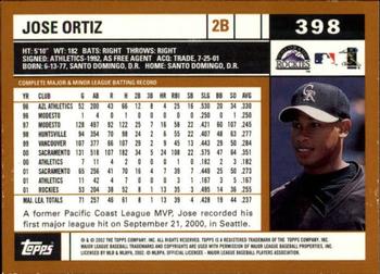 2002 Topps - Topps Limited #398 Jose Ortiz Back