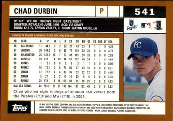 2002 Topps - Topps Limited #541 Chad Durbin Back