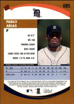 2002 Topps - Topps Limited #685 Pablo Arias Back