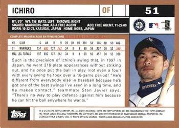 2002 Topps Opening Day #51 Ichiro Suzuki Back
