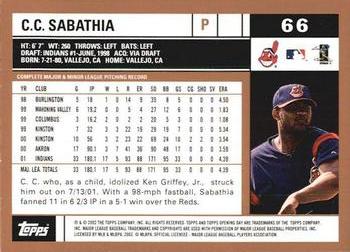 2002 Topps Opening Day #66 C.C. Sabathia Back