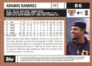 2002 Topps Opening Day #86 Aramis Ramirez Back