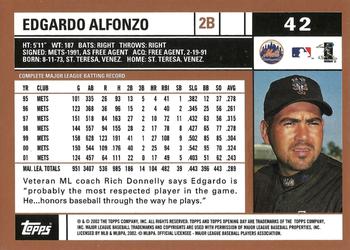 2002 Topps Opening Day #42 Edgardo Alfonzo Back