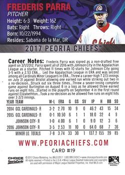 2017 Choice Peoria Chiefs #19 Frederis Parra Back